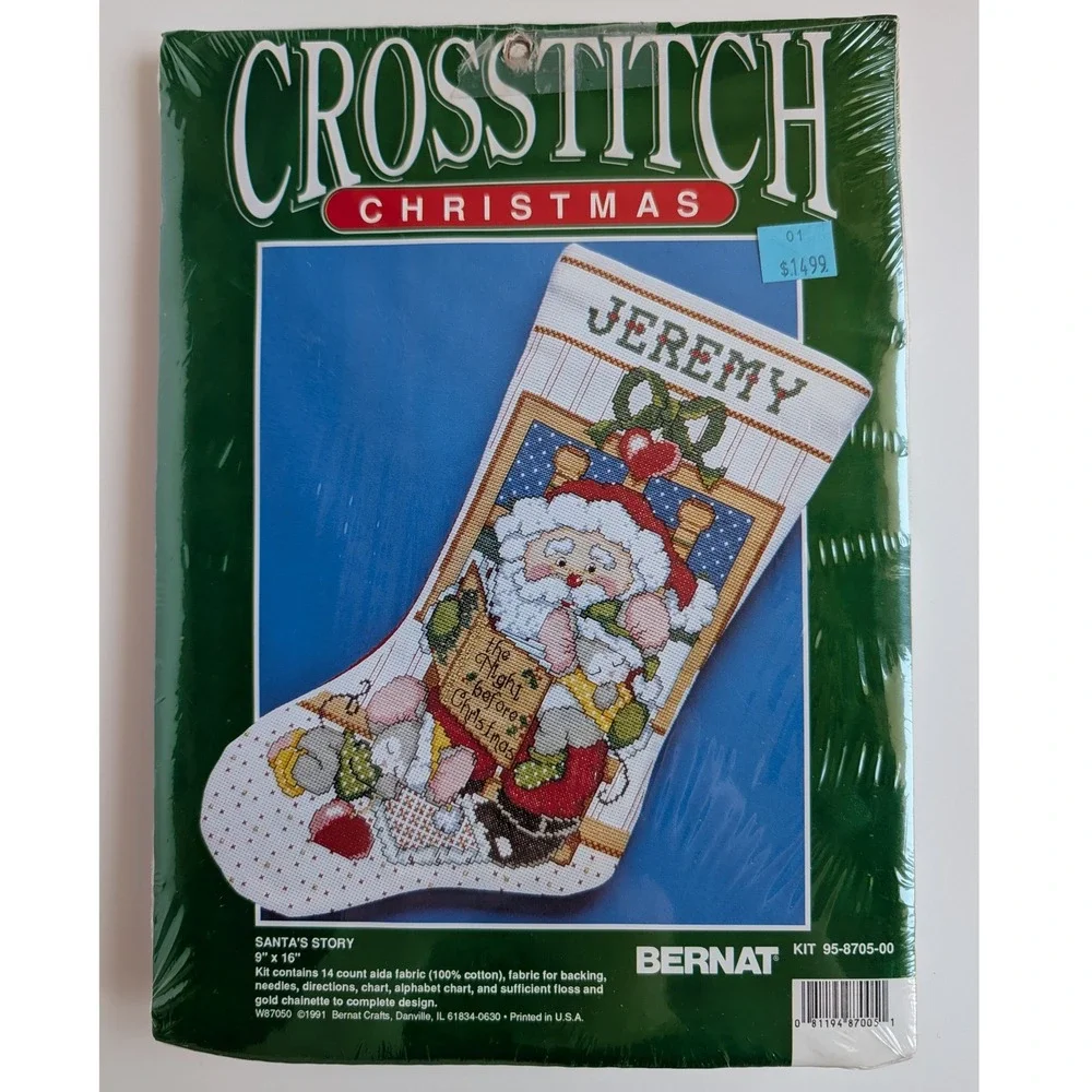 Bernat Santa's Story Counted Cross Stitch Stocking Kit 95-8705-00 Vintage 1991